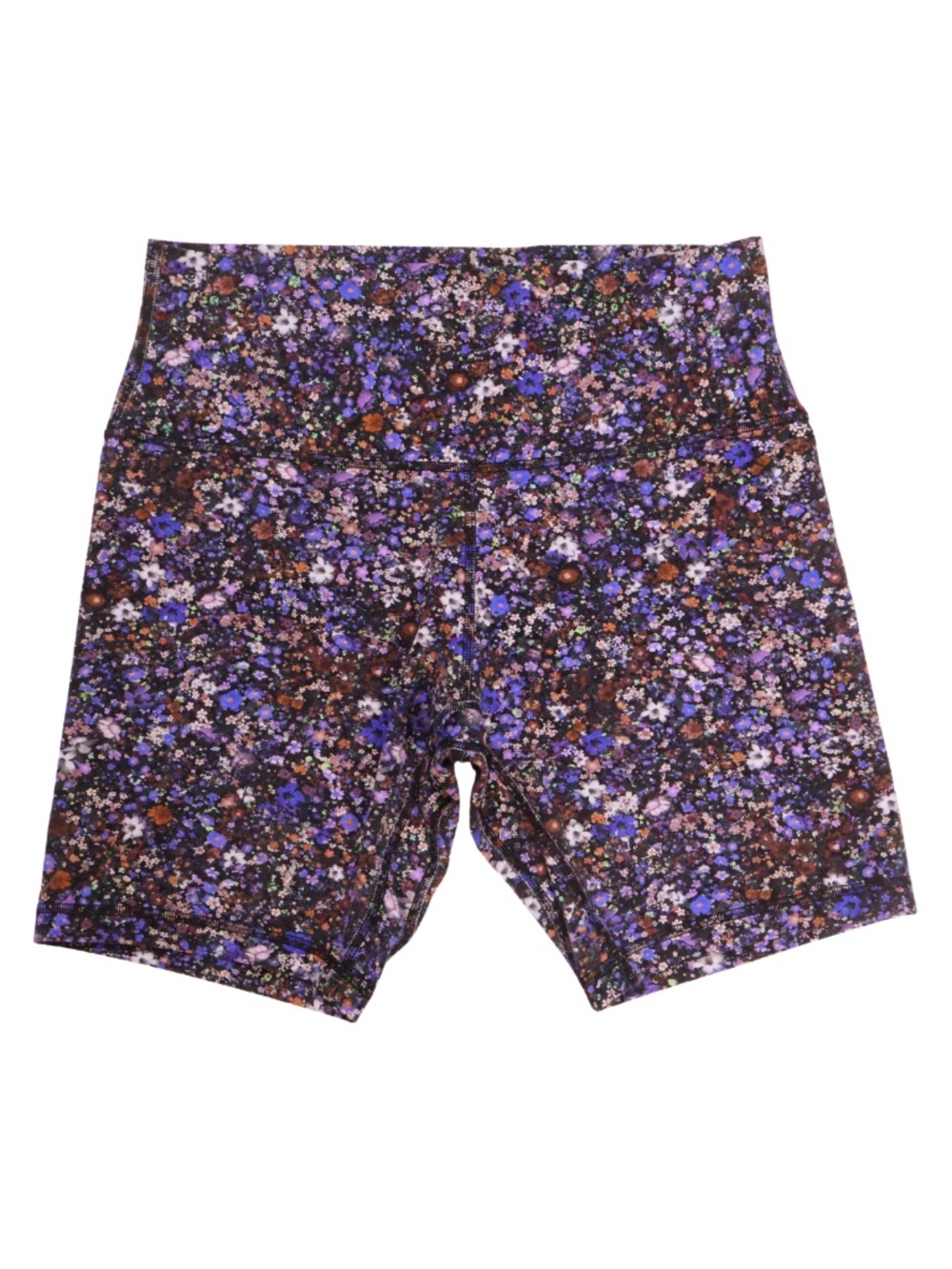 Lululemon Womens Floral High Rise Biker Shorts 7 Inch Purple Black No Size Tag